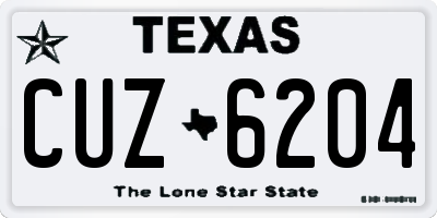 TX license plate CUZ6204