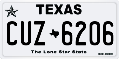 TX license plate CUZ6206
