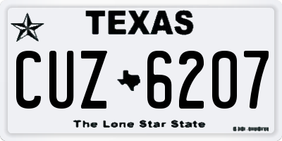 TX license plate CUZ6207
