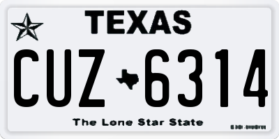 TX license plate CUZ6314