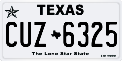 TX license plate CUZ6325