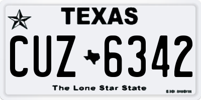 TX license plate CUZ6342