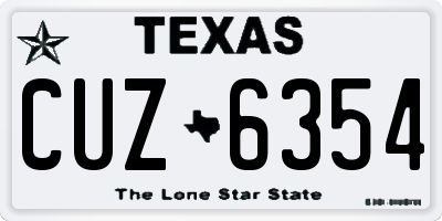 TX license plate CUZ6354