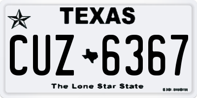 TX license plate CUZ6367