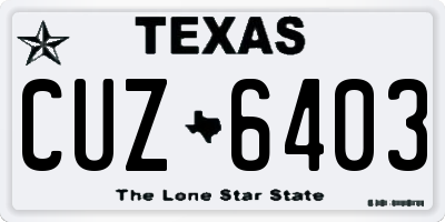 TX license plate CUZ6403