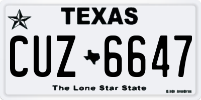 TX license plate CUZ6647