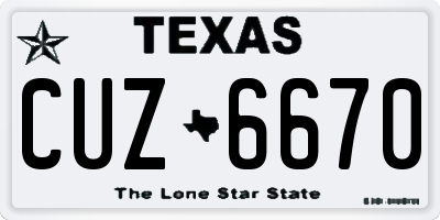 TX license plate CUZ6670
