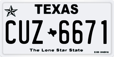 TX license plate CUZ6671