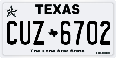 TX license plate CUZ6702