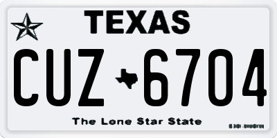 TX license plate CUZ6704