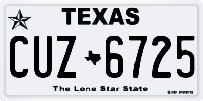 TX license plate CUZ6725