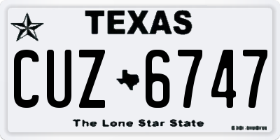 TX license plate CUZ6747