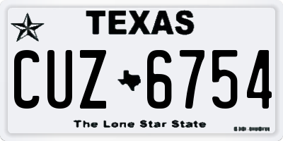 TX license plate CUZ6754