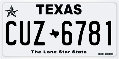 TX license plate CUZ6781