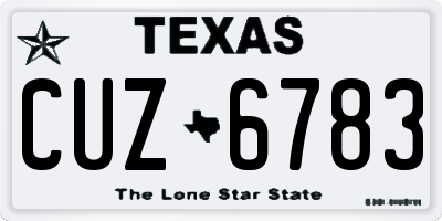 TX license plate CUZ6783