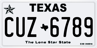 TX license plate CUZ6789