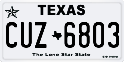 TX license plate CUZ6803