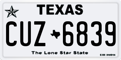 TX license plate CUZ6839