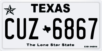 TX license plate CUZ6867