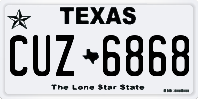 TX license plate CUZ6868