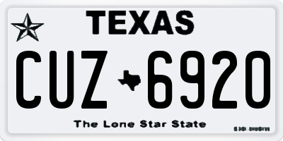 TX license plate CUZ6920