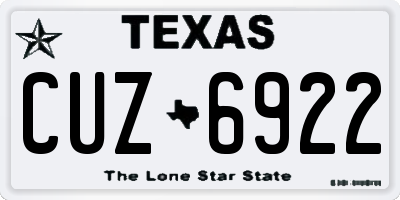 TX license plate CUZ6922