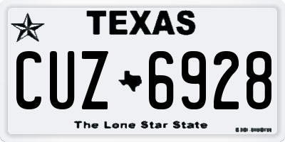 TX license plate CUZ6928
