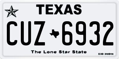 TX license plate CUZ6932