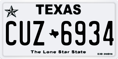 TX license plate CUZ6934