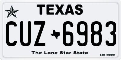 TX license plate CUZ6983
