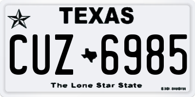 TX license plate CUZ6985