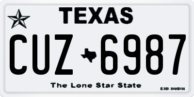 TX license plate CUZ6987