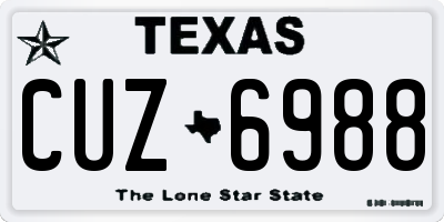 TX license plate CUZ6988