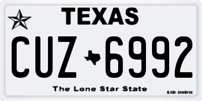 TX license plate CUZ6992
