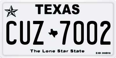 TX license plate CUZ7002