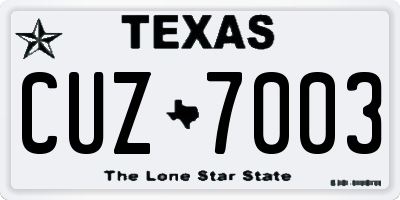 TX license plate CUZ7003