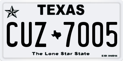 TX license plate CUZ7005