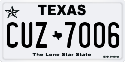 TX license plate CUZ7006