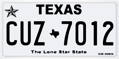 TX license plate CUZ7012