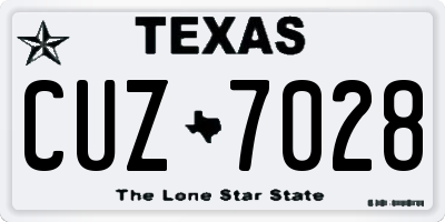 TX license plate CUZ7028