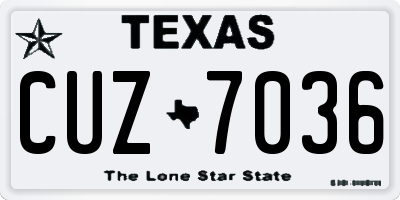 TX license plate CUZ7036