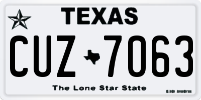 TX license plate CUZ7063