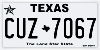 TX license plate CUZ7067