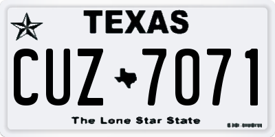 TX license plate CUZ7071