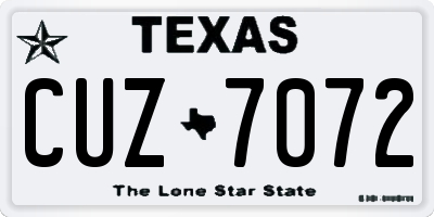 TX license plate CUZ7072