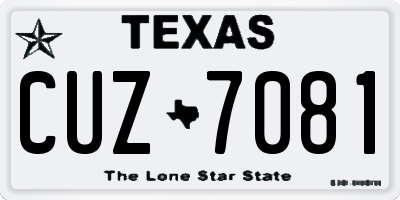 TX license plate CUZ7081