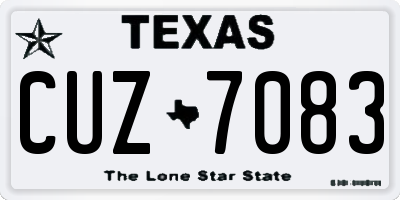 TX license plate CUZ7083