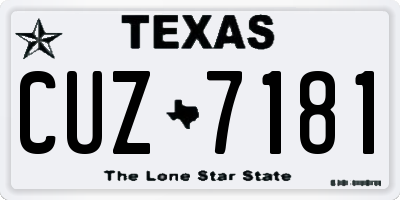 TX license plate CUZ7181