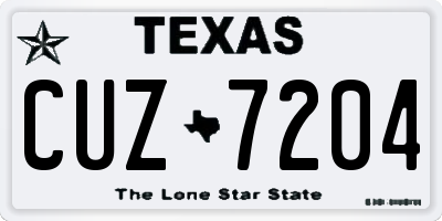 TX license plate CUZ7204
