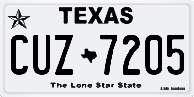 TX license plate CUZ7205